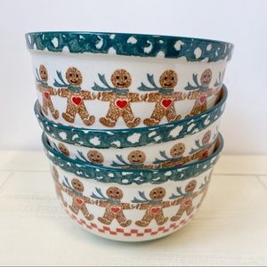TIENSHAN Soup/Cereal Bowl Gingerbread Holiday Christmas Set of 3 Kitchenware